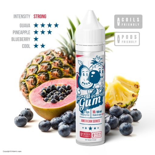 Příchuť Adams vape S&V: American Series - Guava Pineapple Gum  / Guava, ananas a žvejka 10ml